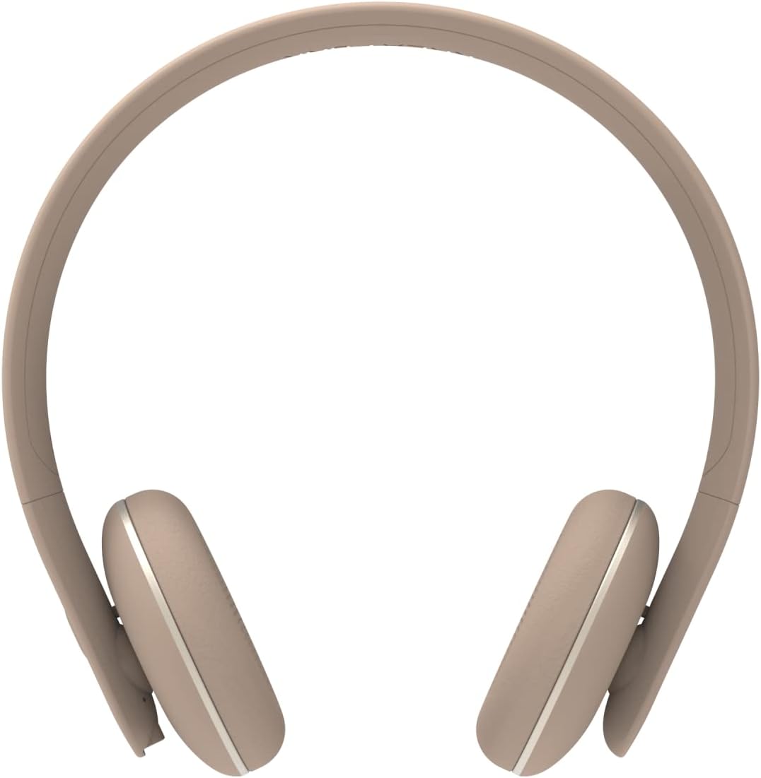 Wireless Bluetooth On Ear Headphones, Ivory Sand, Noise Cancelling, 20 Hours Long Play Time, Fast Charging