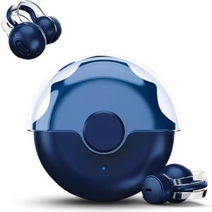open ear headphones wireless bluetooth clip on wireless earbuds bluetooth workout headphones for men, 56Hrs charging case  waterproof wireless earbuds running (Blue)