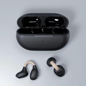 Clip on Ear Open Ear Wireless Earphones Wireless Bluetooth 5.3 Clip on Headphones Sports Earphones Open Ear Headphones Built-In Microphone With Charging Case  Waterproof coffee-black