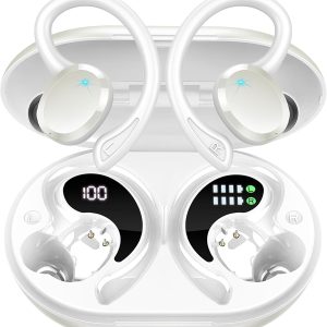 Bluetooth 5.4 Headphones Sport,  Wireless Ear Bass  Stereo Over Ear , 56Hrs Noise Cancelling Headset with Earhook,  Waterproof Earphones Workout Running for Laptop Pad