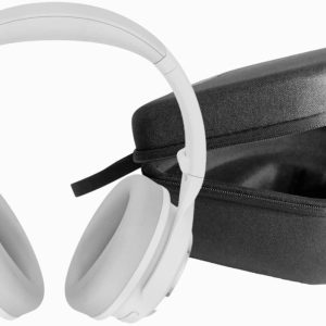 Noise Cancelling Headphones and Hard Case for Travel, Wireless Over The Ear Bluetooth Headphones with Active Noise Cancellation, Transpary Mode, Clear Voice Pickup, Alexa Builtin, White
