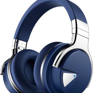 Active Noise Cancelling Headphones Bluetooth Headphones with Microphone Deep Bass Wireless Headphones Over Ear, Comfortable Protein Earpads, 30 Hours Playtime for Travel/Work, Navy