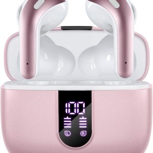 Bluetooth Headphones True Wireless Earbuds 60H Playback LED Power Display Earphones with Wireless Charging Case  Waterproof in-Ear Earbuds with Mic for Smart Phone Laptop TV Computer Sports
