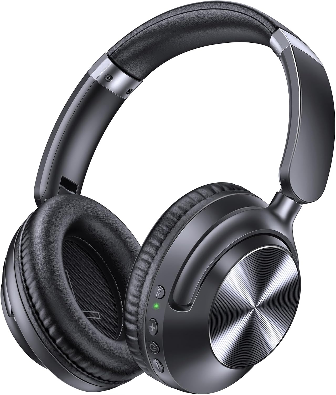 Active Noise Cancelling Headphones 100H Playtime Wireless Over Ear Bluetooth Headphones Fast Charging Earphones with Deep Bass Comfort Light Weight Headsets for Travel Home Office PC Black